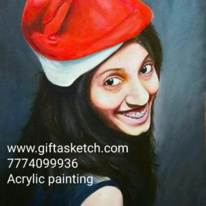 Photo to acrylic portrait painting on canvas