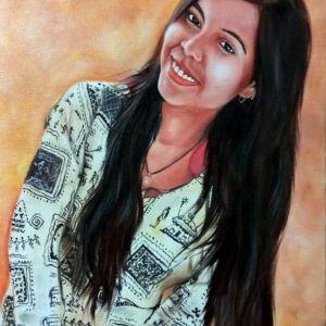 Oil painting portrait of girl