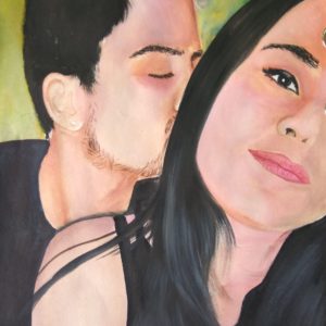 Two persons watercolor portrait painting on A2 size