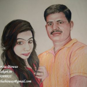 Color pencil portrait from photograph