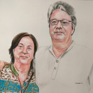 Color pencil portrait of couple