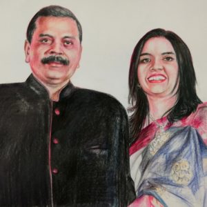 Color pencil drawing of couple