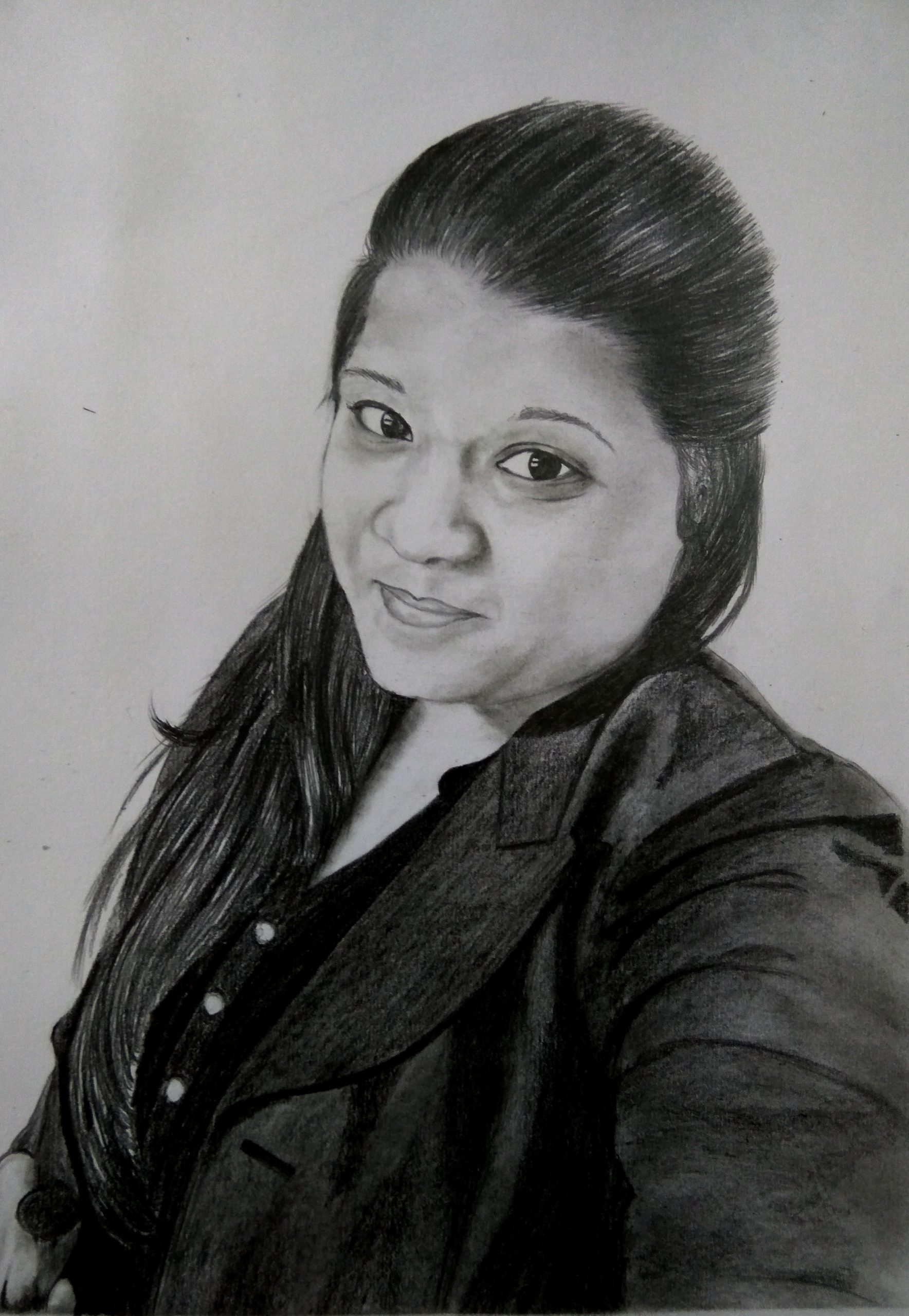 Girl Drawing with half bun hairstyle | Pencil drawing images, Pencil sketch  images, Sketches
