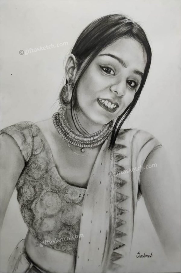 1 Person charcoal portrait on A2 size