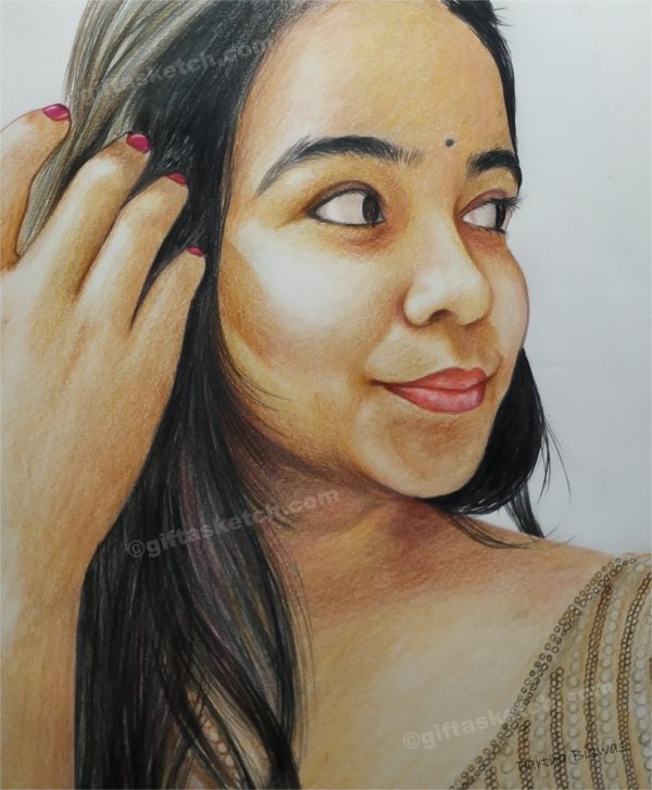 Color pencil portrait of 1 person on A4 size