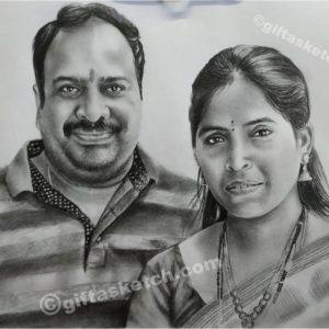 Couple portrait drawing