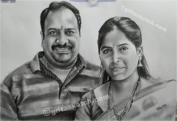 Couple portrait drawing