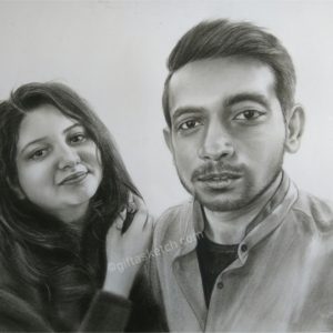 Two persons pencil portrait on A2 size