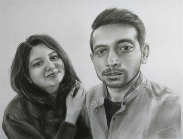 Two persons pencil portrait on A2 size