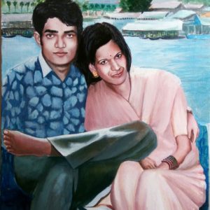 Couple acrylic portrait painting