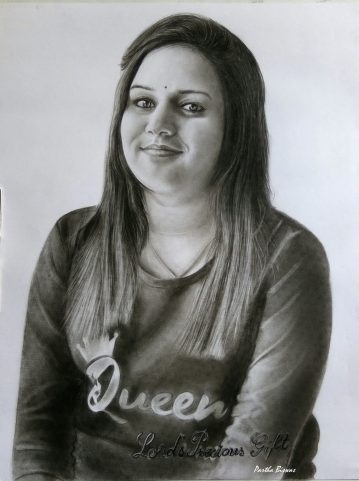 Photo to charcoal sketch of girl