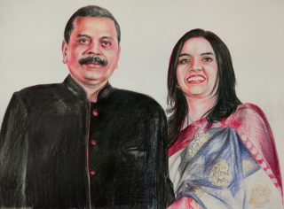 Color pencil sketch of couple