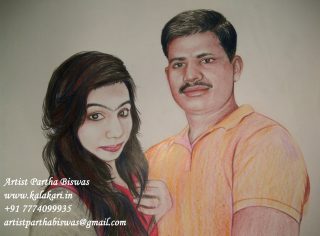 Color pencil portrait from photograph