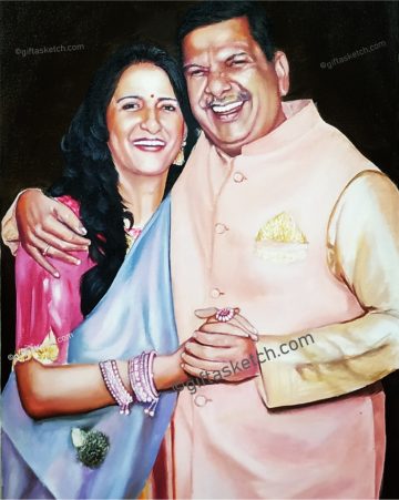 Couple painting oil portrait