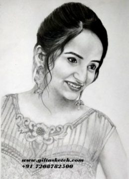 Pencil sketch portrait of a girl