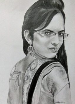 photo sketch portrait of girl
