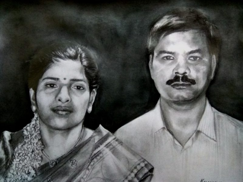 Couple pencil drawing from photo.