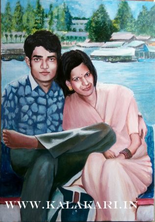 Couple acrylic portrait painting