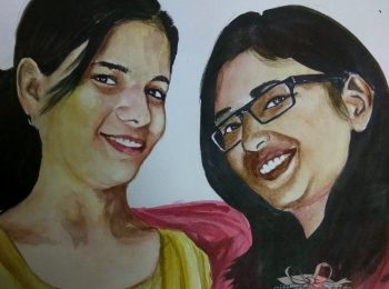 Watercolor portrait painting from photo